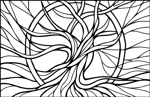 Tree Of Life Stained Glass Coloring Page